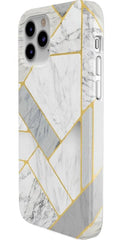 Sharp Lines | Geo White and Gold Marble Case
