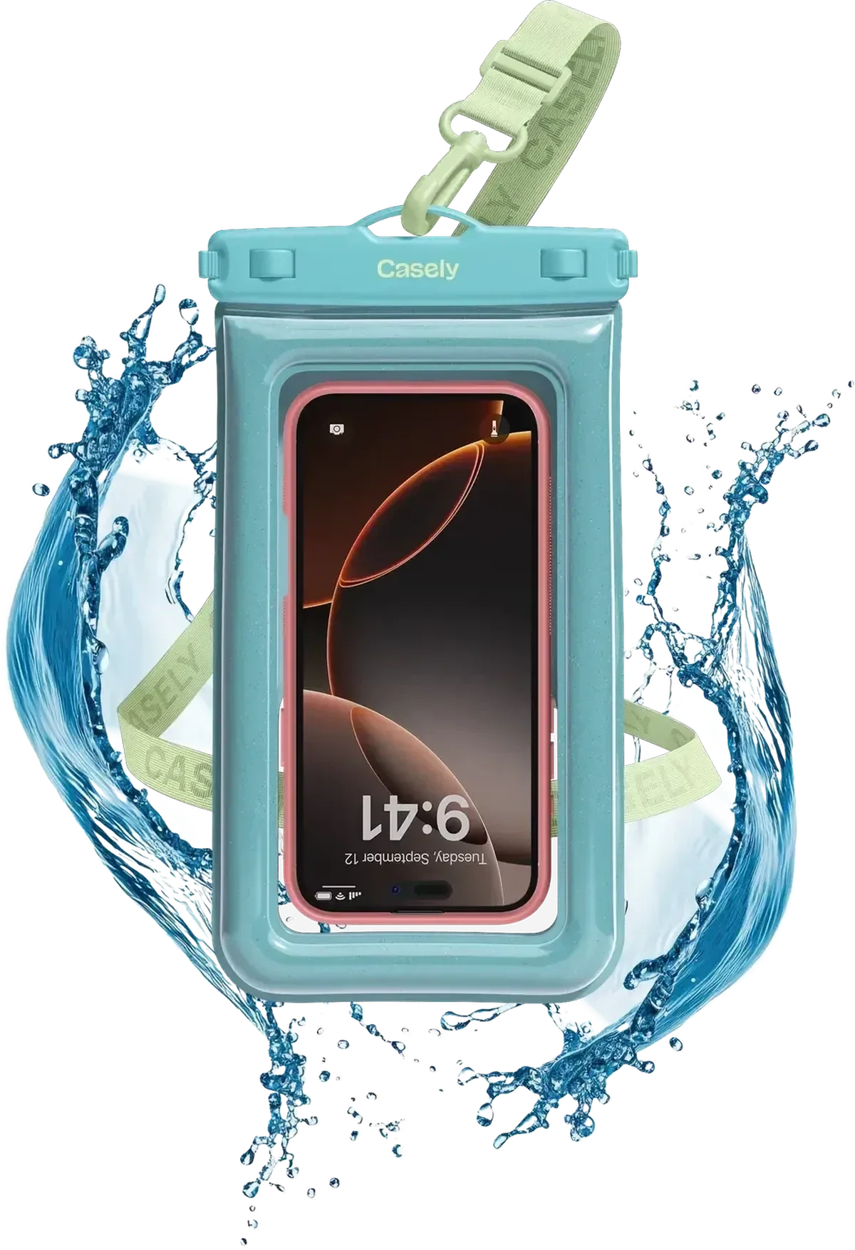AquaBuddy | Aquamarine Ocean Blue Shimmer Waterproof Phone Pouch